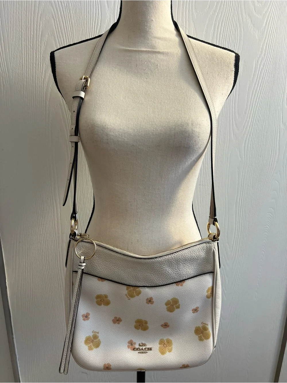 Coach Chaise Pebbled Leather Crossbody Bag with gold hardware